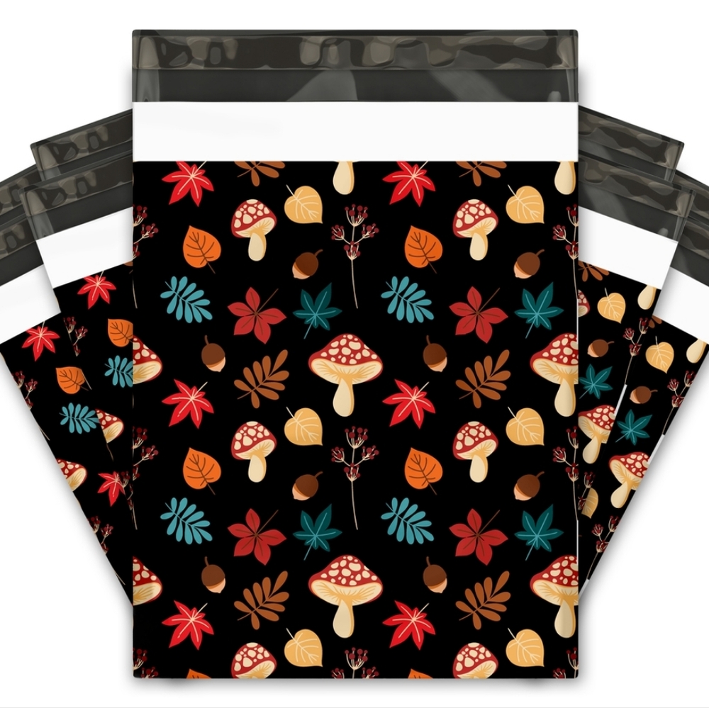 Colorful Mushroom Pattern Poly Mailers 10x13 100pc